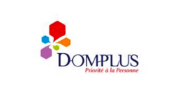 A logo for Domplus, a company that partners with 360medlink to develop innovative healthcare solutions